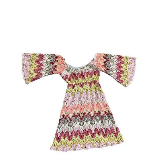 Judith March multicolor textured bell sleeve dress hippie boho sz S - Picture 8 of 11